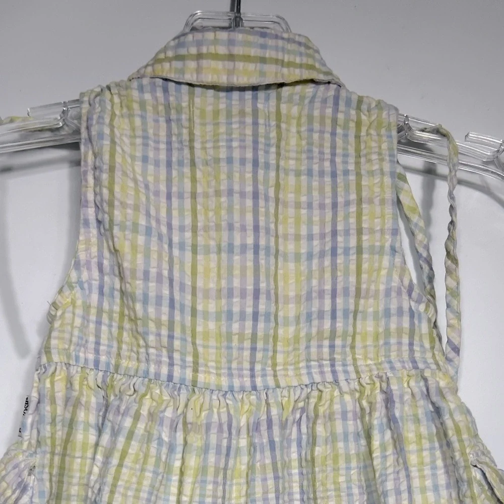 OshKosh Vintage Seersucker Striped Dress Size 24 Mos. Yellow/Lavender Cotton